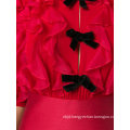 Red Flower Stitching Short Dress